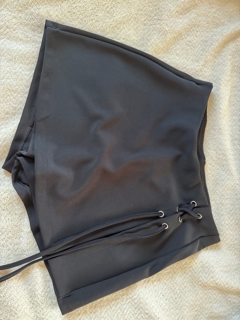 Size M-L Black Lace-Up Skort Shorts - Women